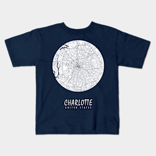 Charlotte, USA City Map - Full Moon Kids T-Shirt